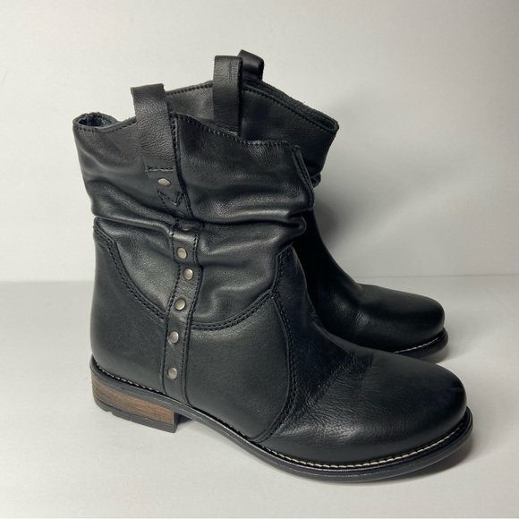 Tara M Shoes - Tara M Size 39 US 8 8.5 Laree Moto Ankle Boots Black Leather Distressed Comfort
